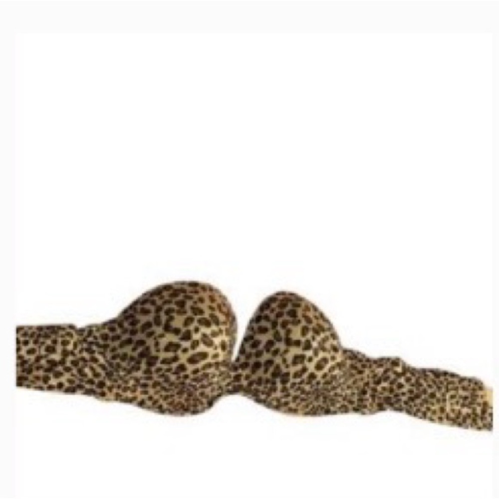 Cacique Leopard-Print Strapless Push-Up Bra in leopard print. Like new! 42DD.